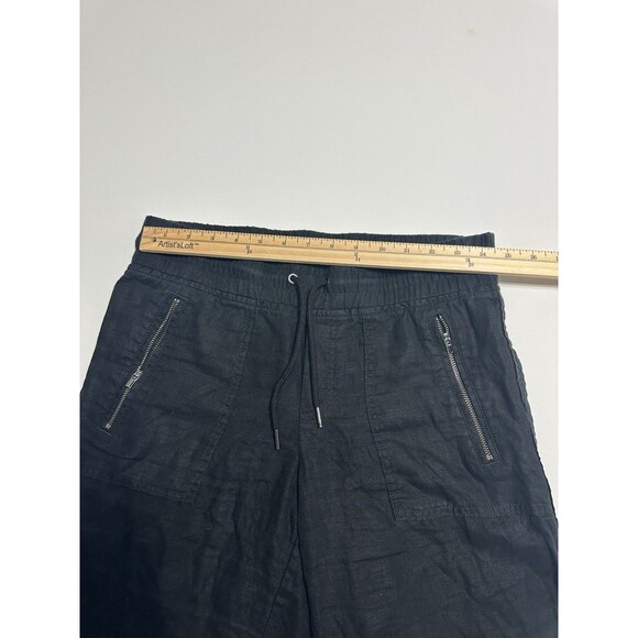 Athleta Women’s Cabo Linen Wide Leg Pants Black Size 2 Drawstring - Picture 8 of 13